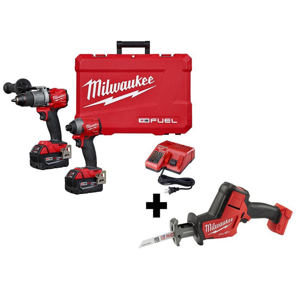 M18 FUEL 18-Volt Lithium-Ion Brushless Cordless Hammer Drill and Impact Driver Combo Kit (2-Tool) with Free FUEL Jigsaw - Super Arbor