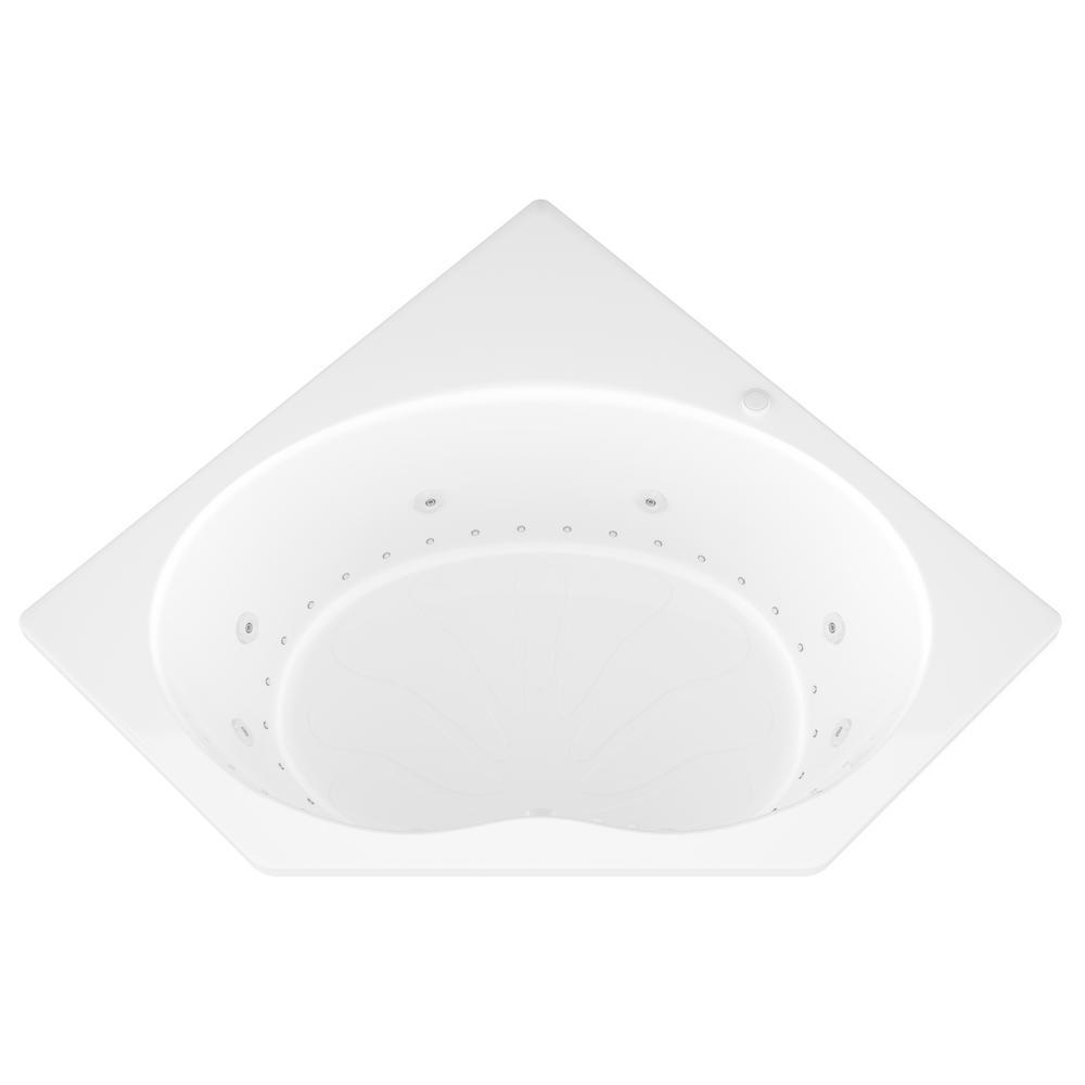 Carnelian 5 ft. Center Drain Whirlpool and Air Bath Tub in White - Super Arbor