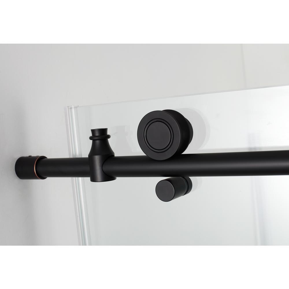 60 in. - 64 in. x 34 in. x 80 in. Frameless Corner Sliding Shower Enclosure Clear Glass in Oil Rubbed Bronze Left - Super Arbor