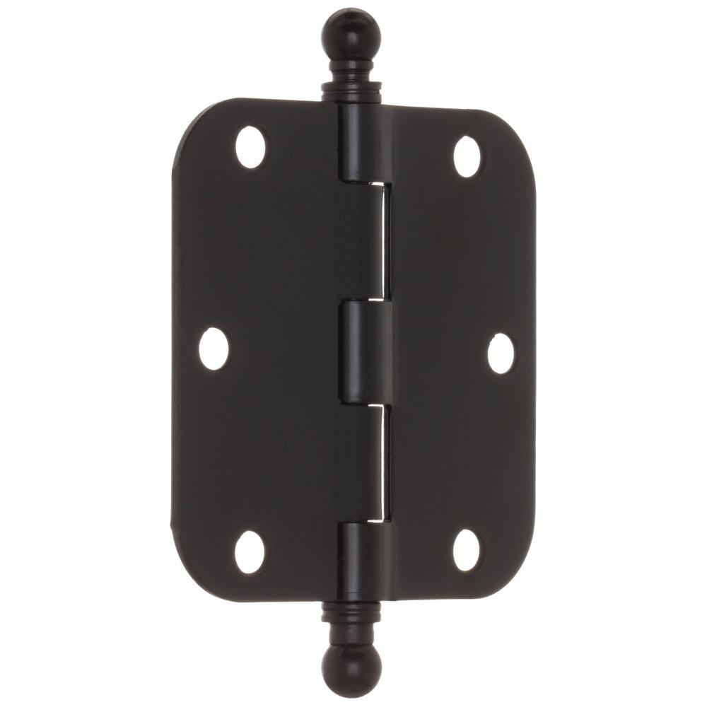3-1/2 in. Oil-Rubbed Bronze 5/8 in. Radius Door Hinge with Finial - Super Arbor