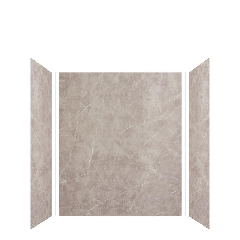 Expressions 36 in. x 60 in. x 72 in. 3-Piece Easy Up Adhesive Alcove Shower Wall Surround in White - Super Arbor
