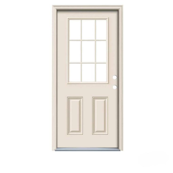 36 in. x 80 in. 9 Lite Primed Steel Prehung Left-Hand Inswing Back Door with Brickmould