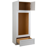 Cambridge Shaker Ready-to-Assemble 33x90x24.5 in. Double Oven Cabinet w/ 2 Soft Close Doors & 1 Soft Close Door in White