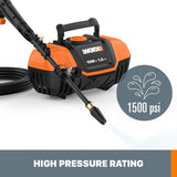 Worx 1500 PSI 1.2 GPM 13 Amp Cold Water Electric Pressure Washer, Portable