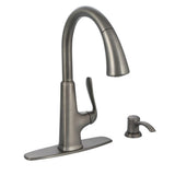 Pasadena Single-Handle Pull-Down Sprayer Kitchen Faucet with Soap Dispenser in Stainless Steel - Super Arbor