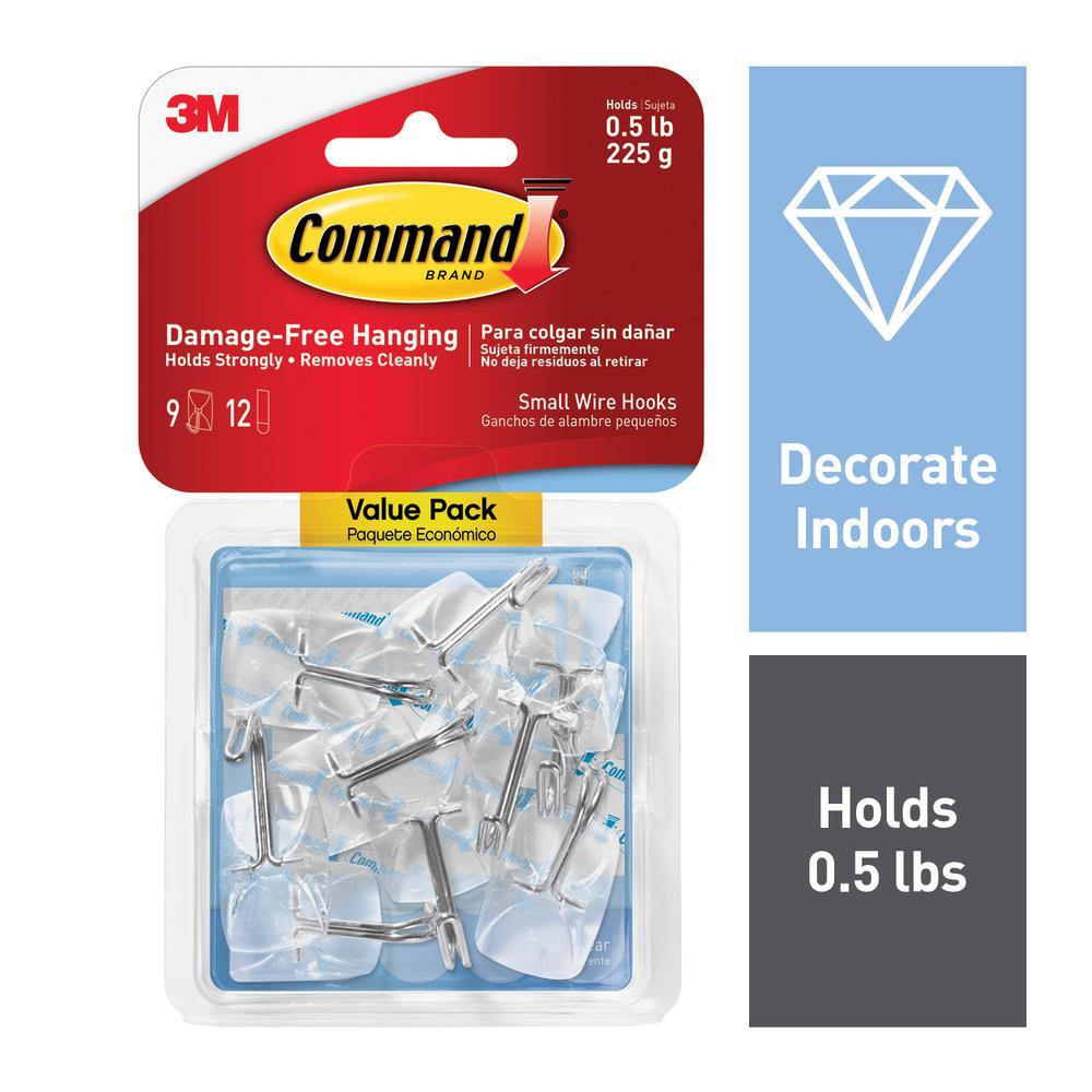 Small Clear Wire Hooks with Clear Strips (9-Pack) - Super Arbor