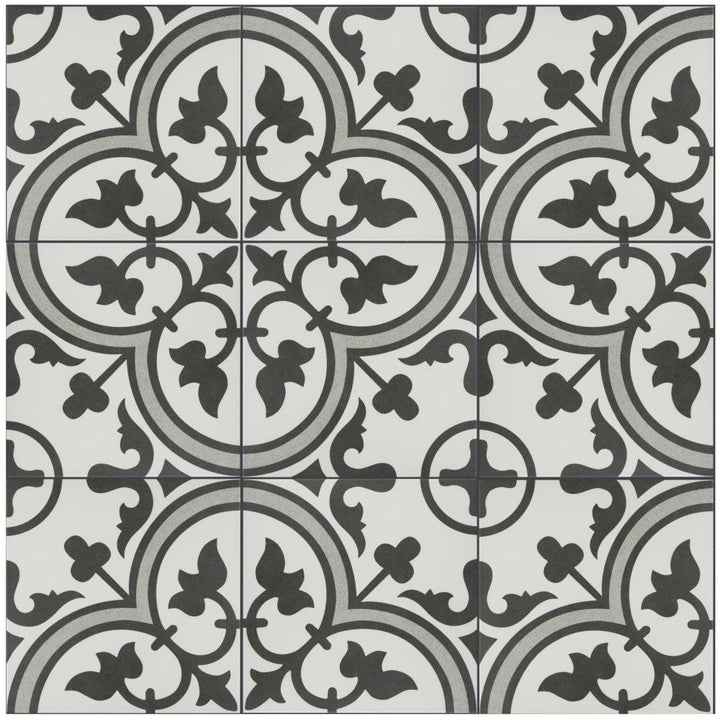 Merola Tile Arte Grey Encaustic 9-3/4 in. x 9-3/4 in. Porcelain Floor and Wall Tile (11.11 sq. ft. per case)