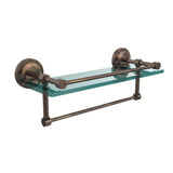 16 in. L  x 5 in. H  x 5 in. W Gallery Clear Glass Bathroom Shelf with Towel Bar in Polished Nickel - Super Arbor