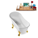 63 in. Acrylic Clawfoot Non-Whirlpool Bathtub in White - Super Arbor