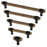 Modern 6-5/16 in. (160mm) Center-to-Center Matte Black with Rustic Pine Wood Drawer Pull - Super Arbor