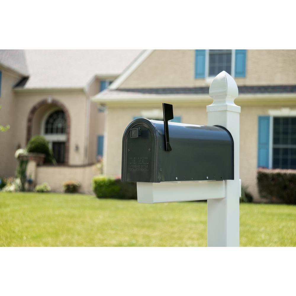 Edson Medium, Steel, Post Mount Mailbox, Gray - Super Arbor