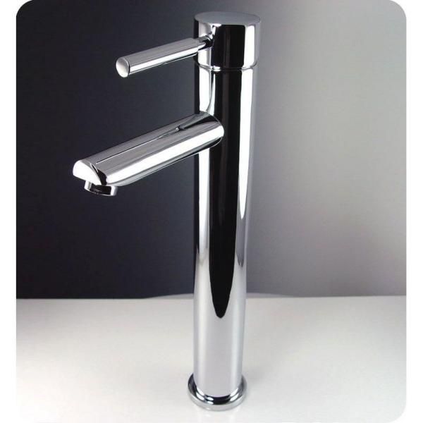 Fresca Attrazione Vessel Sink in Frosted Glass with Stand in Chrome and Frosted Edge Mirror