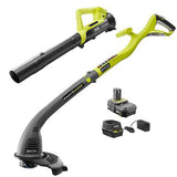 RYOBI ONE+ 18-Volt Lithium-Ion String Trimmer/Edger & Blower/Sweeper Combo Kit with 2.0Ah Battery and Charger