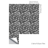 Goory 10Pcs Mosaic Pattern Waterproof Wall Tile Stickers Peel and Stick Tile Kitchen Backsplash Wallpaper Sticker 15x15cm/20x20cm