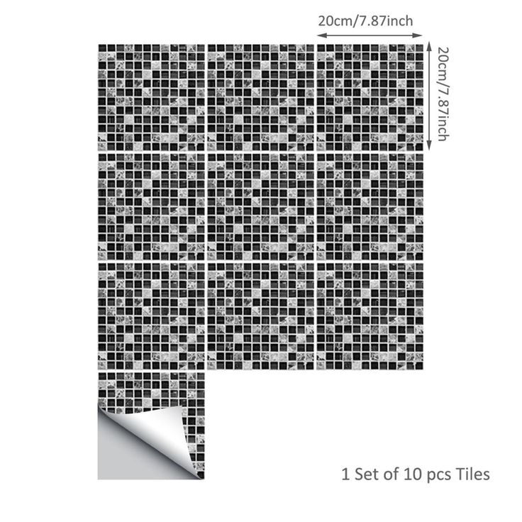 UKAP 10Pcs Mosaic Pattern Waterproof Wall Tile Stickers Peel and Stick Tile Kitchen Backsplash Wallpaper Sticker 15x15cm/20x20cm