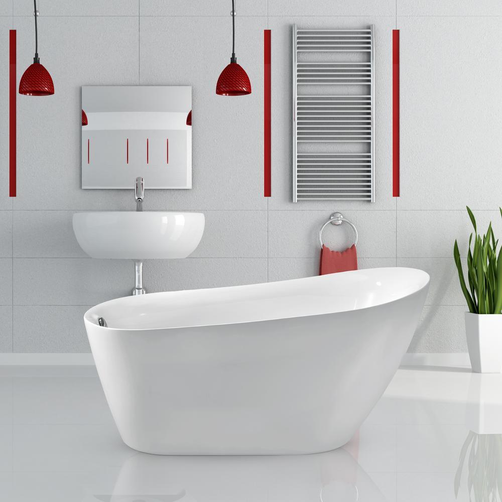 59.1 in. Acrylic Flatbottom Non-Whirlpool Bathtub in Glossy White - Super Arbor
