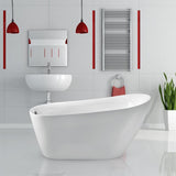 59.1 in. Acrylic Flatbottom Non-Whirlpool Bathtub in Glossy White - Super Arbor