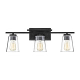 24 in. 3-Light Black Vanity Light
