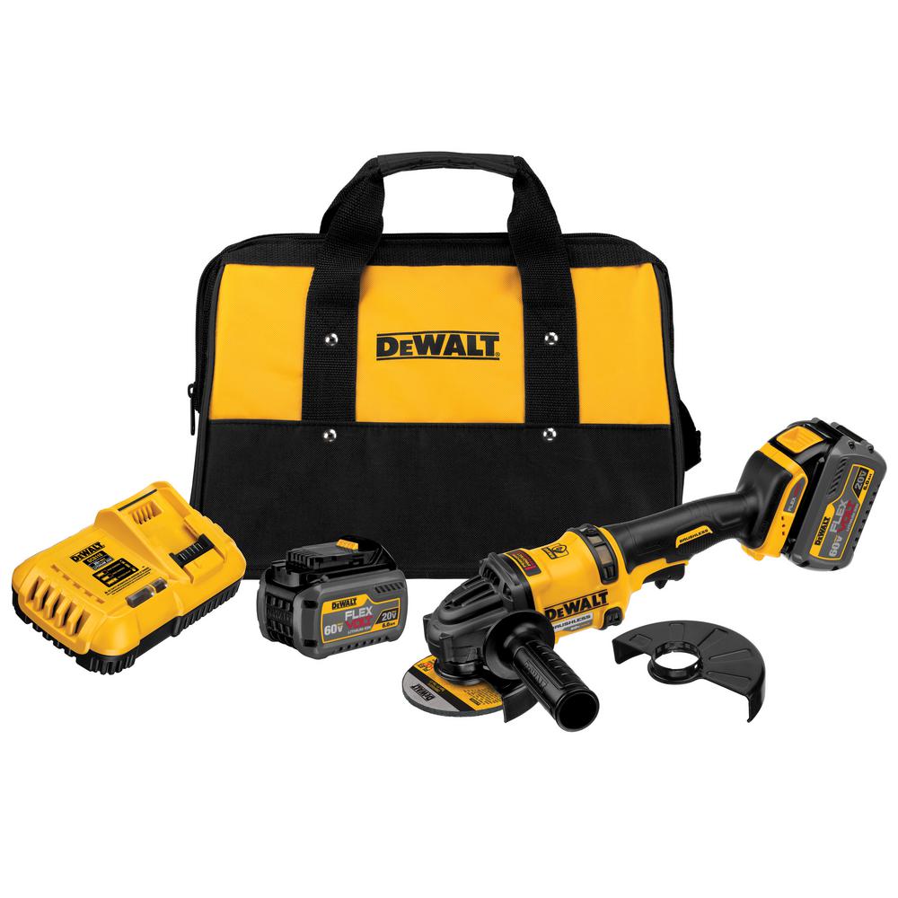 FLEXVOLT 60-Volt MAX Lithium-Ion Cordless Brushless 4-1/2 in. Angle Grinder with Batteries and Bonus Reciprocating Saw