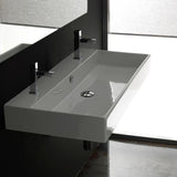 WS Bath Collections Unlimited 100 Wall Mount / Vessel Bathroom Sink in Ceramic White with 2 Faucet Holes