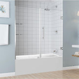 Belmore GS 59.25 in. to 60.25 in. x 60 in. Frameless Hinged Tub Door with Glass Shelves in Matte Black - Super Arbor