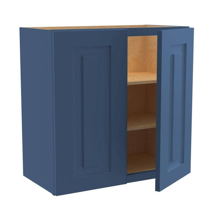 Home Decorators Collection Grayson 24 in. W x 12 in. D x 24 in. H Assembled Plywood Wall Bridge Kitchen Cabinet in Mythic Blue with Soft Close