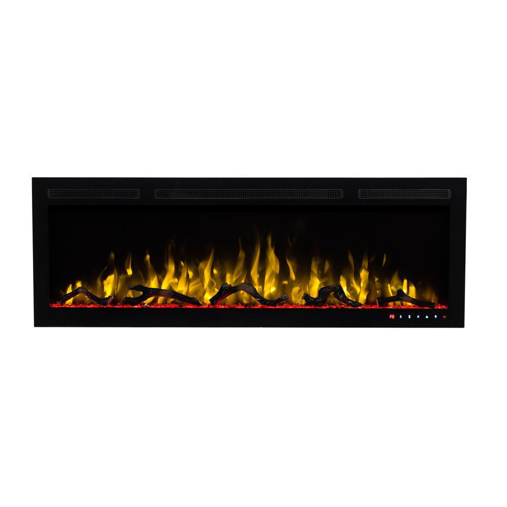 Slimline 50 in. Wall Mount and Recessed Electric Fireplace in Black - Super Arbor