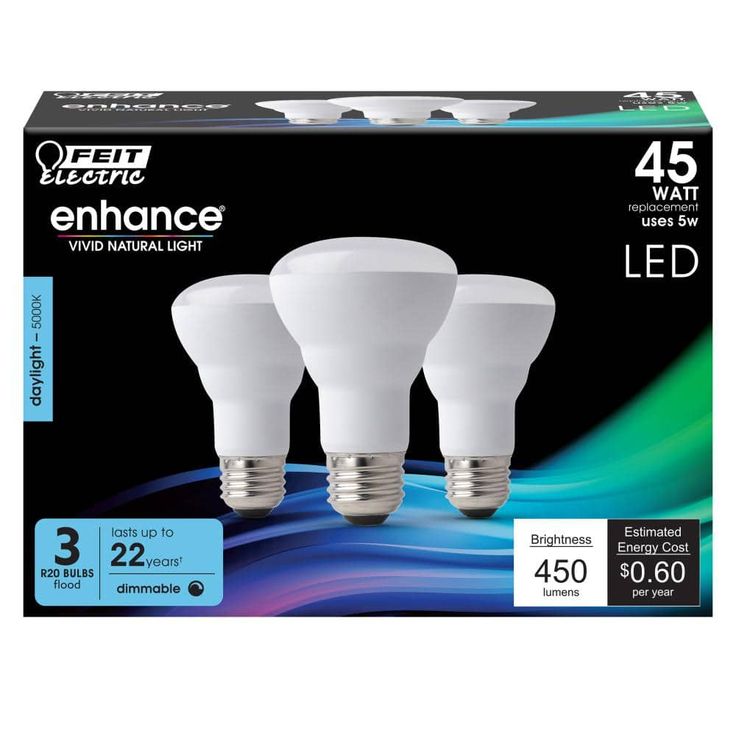 Feit Electric 45-Watt Equivalent R20 Dimmable CEC Title 20 Compliant LED ENERGY STAR 90+ CRI Flood Light Bulb, Daylight (3-Pack)