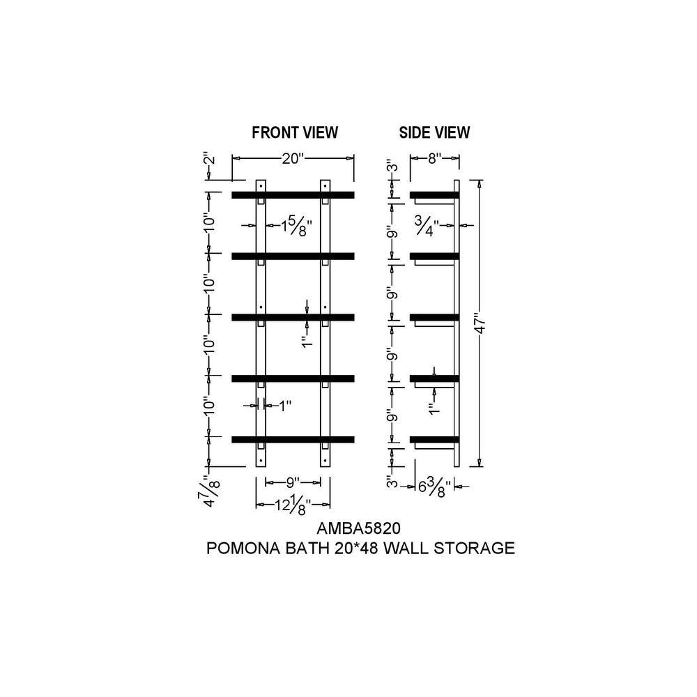 Pomona 20 in. W Wall Mounted 5-Tier Bath Shelf with Metal Frame and Solid Wood - Super Arbor