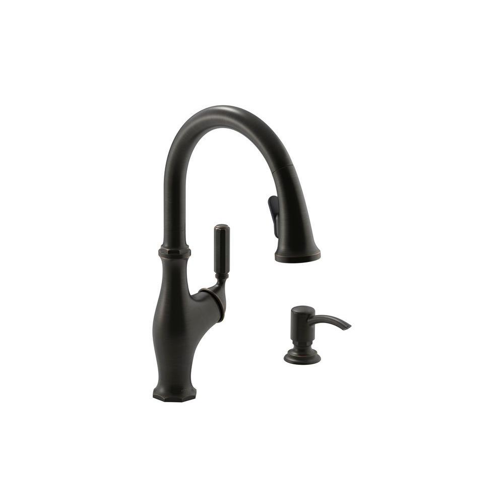 Worth Single-Handle Pull-Down Sprayer Kitchen Faucet in Oil Rubbed Bronze - Super Arbor