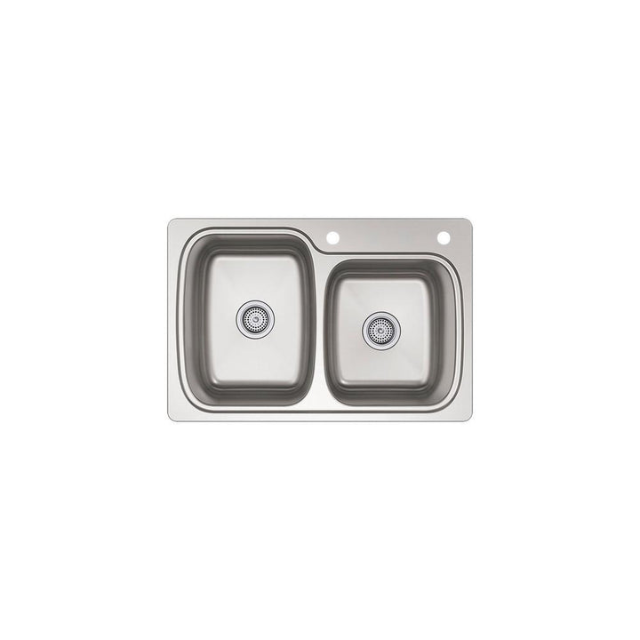 Verse Drop-In Stainless Steel 33 in. 2-Hole Double Bowl Kitchen Sink - Super Arbor