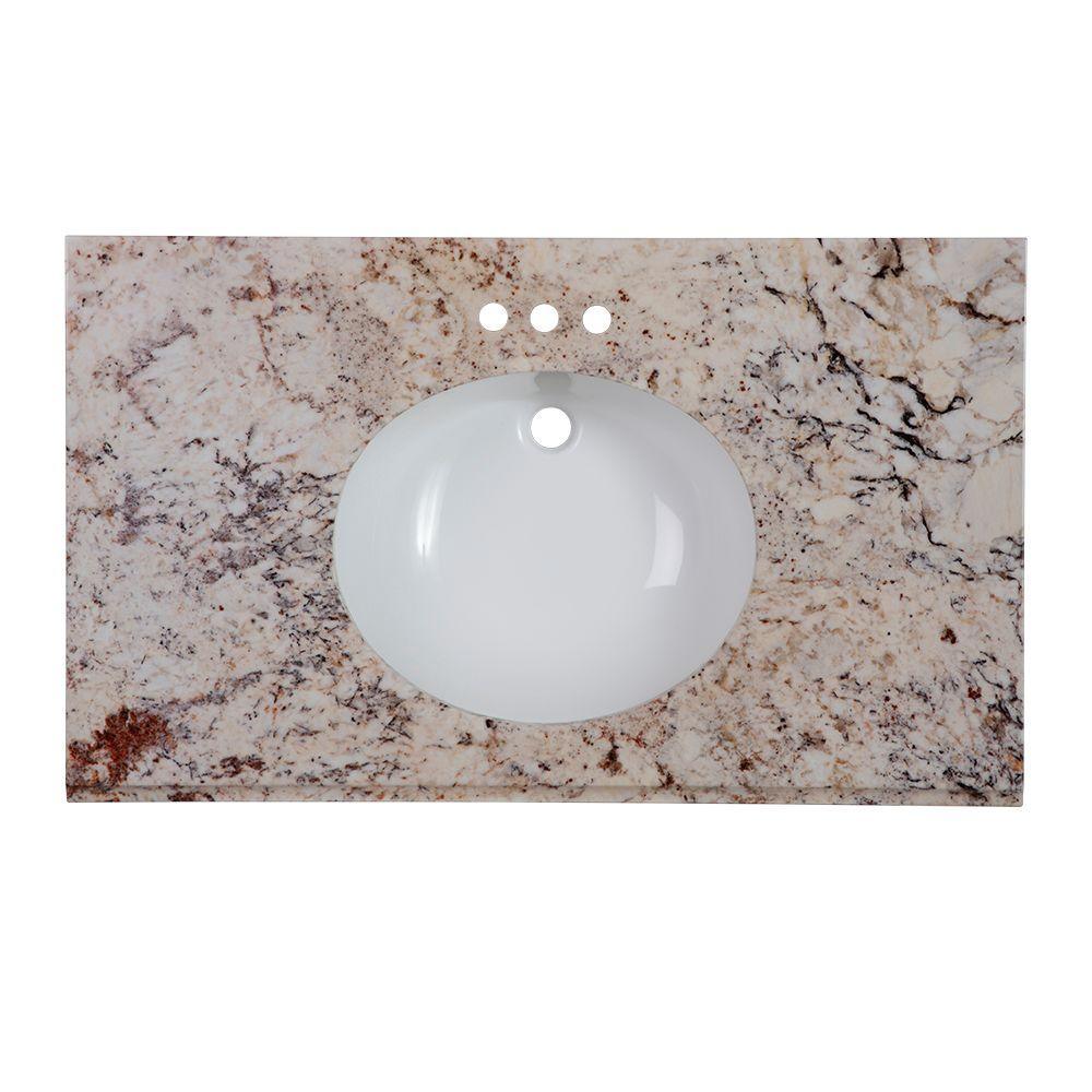 31 in. x 22 in. Stone Effects Vanity Top in Cascade with White Sink - Super Arbor