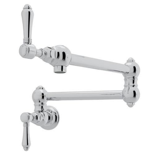 Rohl Italian Kitchen Polished Chrome 2-Handle Wall-Mount Pot Filler Handle Kitchen Faucet