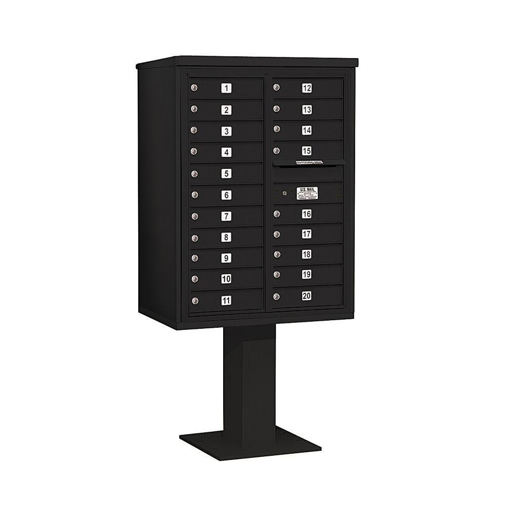 3400 Series Black Mount 4C Pedestal Mailbox with 20 MB1 Doors/2 PL - Super Arbor