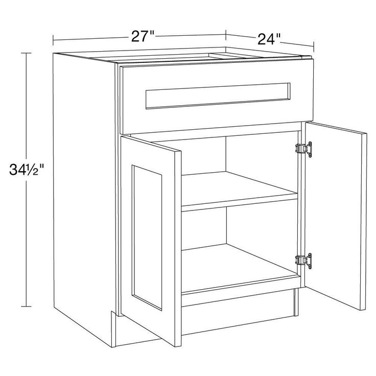Home Decorators Collection Newport 27 in. W x 24 in. D x 34.5 in. H Assembled Plywood Base Kitchen Cabinet in Blended Cream with Soft Close