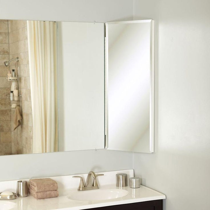 Zenith 14-1/4 in. W x 36 in. H Corner Over the Mirror Surface-Mount Medicine Cabinet in Beveled Frameless Mirror Glass