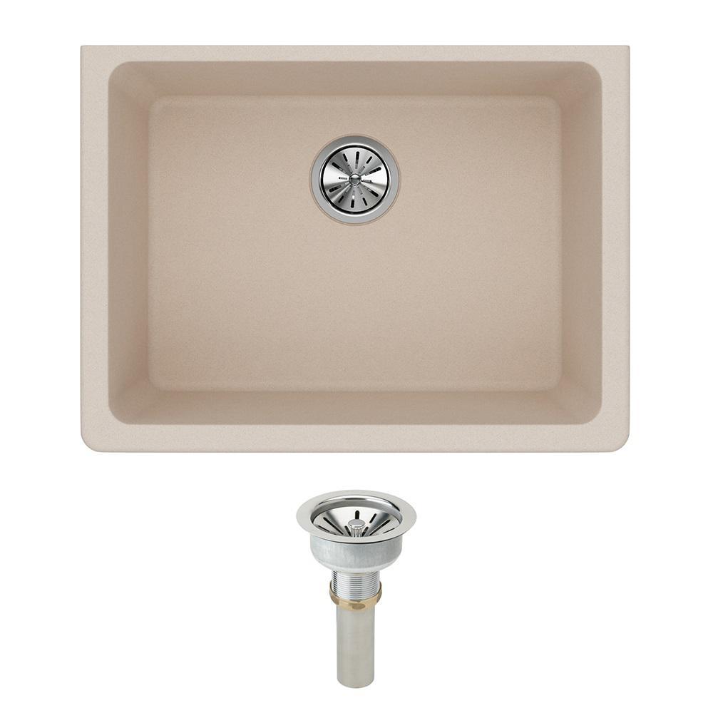 Quartz Classic Undermount Composite 33 in. Single Bowl Kitchen Sink in Black - Super Arbor