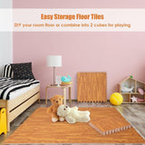 Gymax 12 Pieces EVA Foam Floor Interlocking Tile Mat w/ Natural Wood Grain