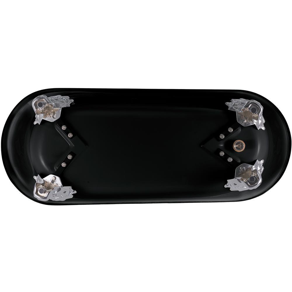69 in. Acrylic Double Slipper Clawfoot Non-Whirlpool Bathtub in Glossy Black - Super Arbor