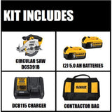 20-Volt MAX Lithium-Ion Cordless 6-1/2 in. Circular Saw with Premium Battery Pack 5.0 Ah (2-Pack), Charger and Kit Bag - Super Arbor
