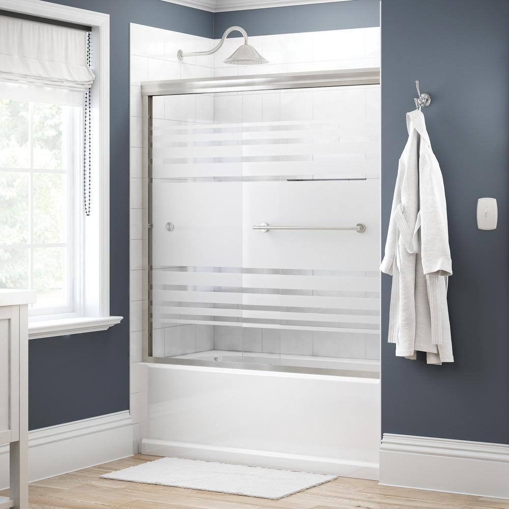 Crestfield 60 in. x 58-1/8 in. Traditional Semi-Frameless Sliding Bathtub Door in Bronze and 1/4 in. (6mm) Clear Glass - Super Arbor
