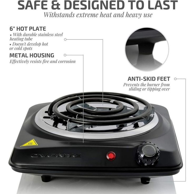 1000-Walt (120-Volt) Single Burner 6 in. Hot Plate Black Adjustable Temperature Control