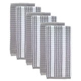 T-Fal Gray Solid and Stripe Waffle Cotton Terry Kitchen Dish Towel (Set of 6)