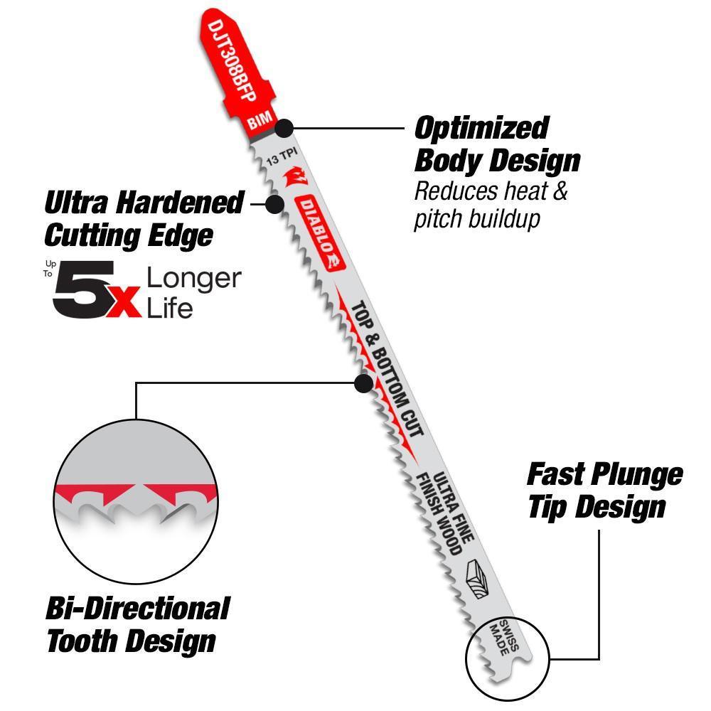 3-5/8 in. x 13 TPI Plexiglass Bi-Metal Jigsaw Blade (5-Pack) - Super Arbor