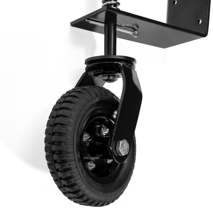 8 in. Black Heavy-Duty Spring-Loaded Gate Caster with Adjustable Bracket and 200 lbs. Load Rating