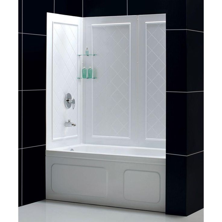 DreamLine QWALL-Tub 28-32 in. D x 56-60 in. W x 60 in. H 4-Piece Easy Up Adhesive Tub Surround, White