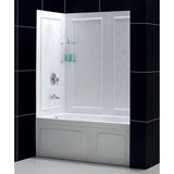 DreamLine QWALL-Tub 28-32 in. D x 56-60 in. W x 60 in. H 4-Piece Easy Up Adhesive Tub Surround, White