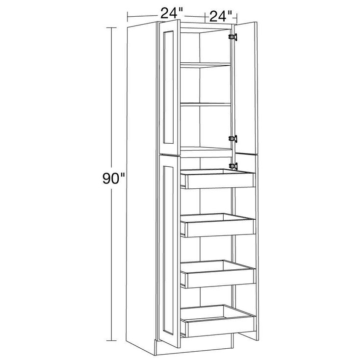Home Decorators Collection Newport 24 in. W x 24 in. D x 90 in. H Assembled Plywood Pantry Kitchen Cabinet in Pearl Gray with 4ROT Soft Close