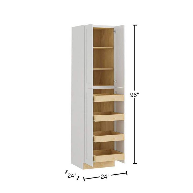 Home Decorators Collection Newport 24 in. W x 24 in. D x 96 in. H Assembled Plywood Pantry Kitchen Cabinet in Pacific White with 4ROT Soft Close
