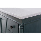 Strousse 37 in. W x 22 in. D Vanity in Distressed Blue Fog with Engineered Stone Top in Ice Diamond with White Sink - Super Arbor